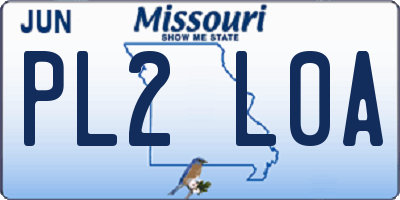 MO license plate PL2L0A