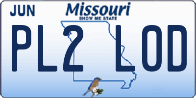 MO license plate PL2L0D