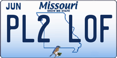 MO license plate PL2L0F