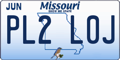 MO license plate PL2L0J