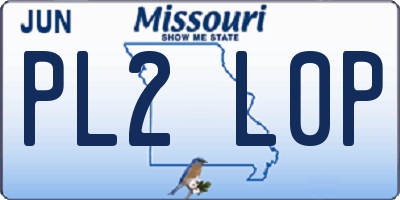 MO license plate PL2L0P