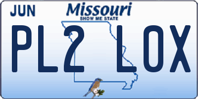 MO license plate PL2L0X