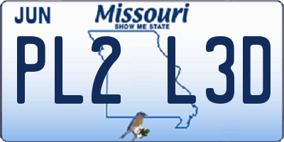 MO license plate PL2L3D