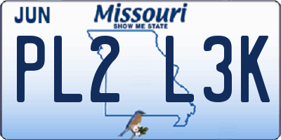MO license plate PL2L3K