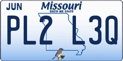 MO license plate PL2L3Q
