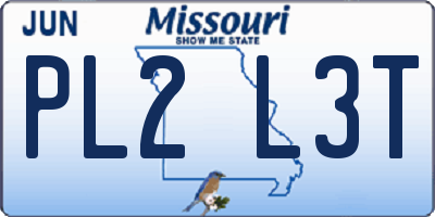 MO license plate PL2L3T