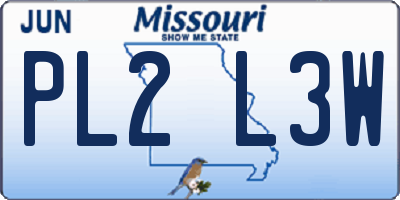 MO license plate PL2L3W