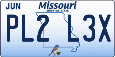 MO license plate PL2L3X