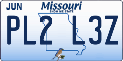 MO license plate PL2L3Z