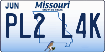 MO license plate PL2L4K