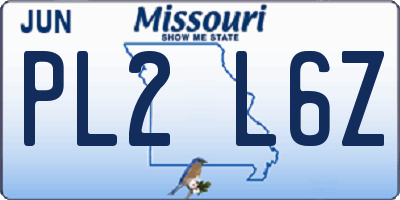 MO license plate PL2L6Z