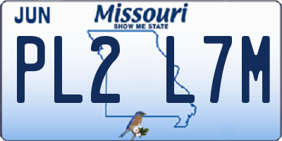 MO license plate PL2L7M
