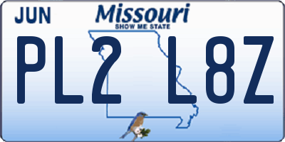 MO license plate PL2L8Z