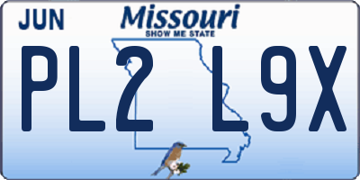 MO license plate PL2L9X