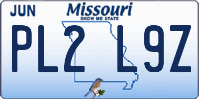 MO license plate PL2L9Z