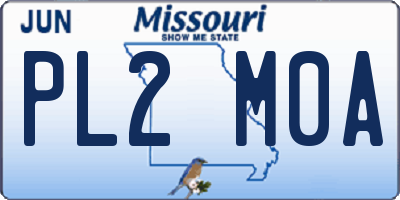 MO license plate PL2M0A