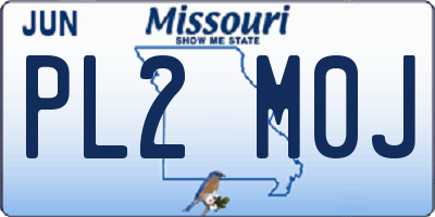 MO license plate PL2M0J