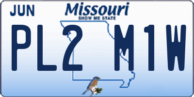 MO license plate PL2M1W