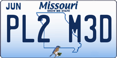 MO license plate PL2M3D
