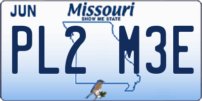 MO license plate PL2M3E