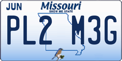 MO license plate PL2M3G