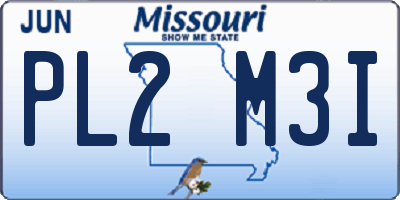 MO license plate PL2M3I