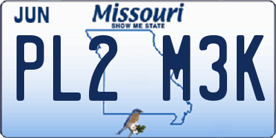 MO license plate PL2M3K