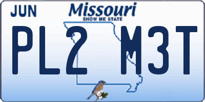 MO license plate PL2M3T