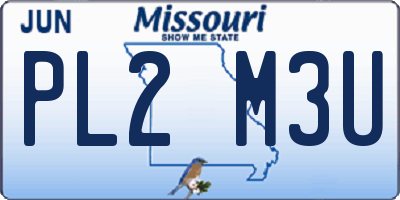 MO license plate PL2M3U