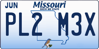 MO license plate PL2M3X