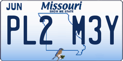 MO license plate PL2M3Y