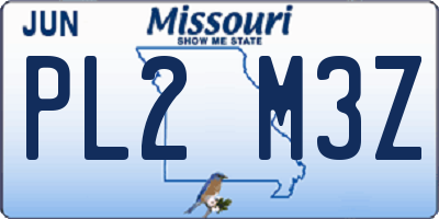 MO license plate PL2M3Z