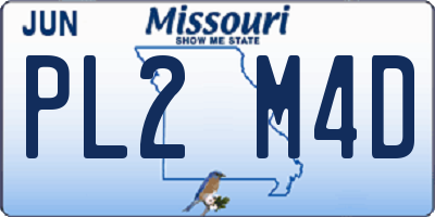MO license plate PL2M4D