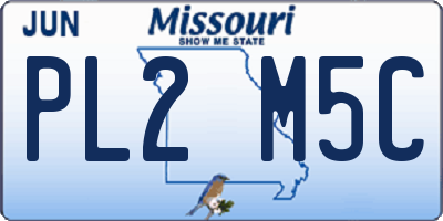 MO license plate PL2M5C
