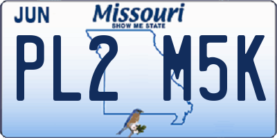 MO license plate PL2M5K