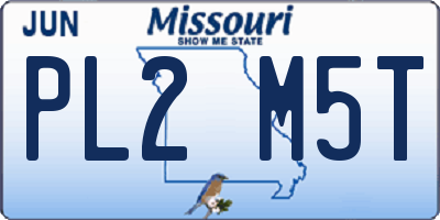 MO license plate PL2M5T