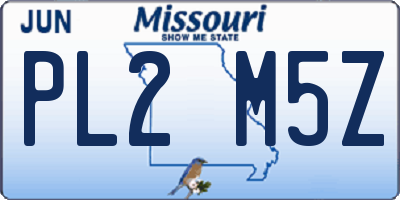 MO license plate PL2M5Z