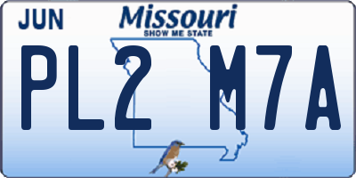 MO license plate PL2M7A