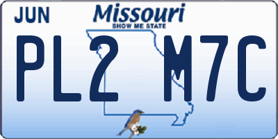 MO license plate PL2M7C