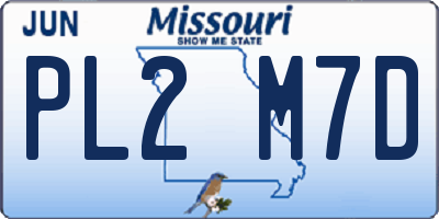 MO license plate PL2M7D
