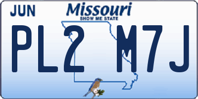 MO license plate PL2M7J
