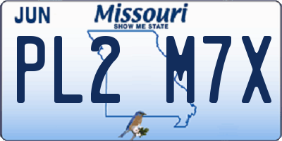 MO license plate PL2M7X