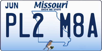 MO license plate PL2M8A