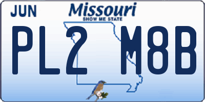 MO license plate PL2M8B