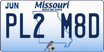 MO license plate PL2M8D