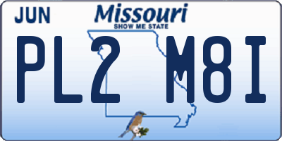 MO license plate PL2M8I
