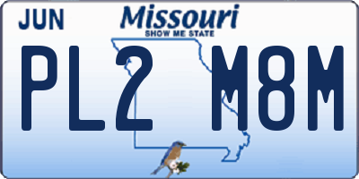 MO license plate PL2M8M
