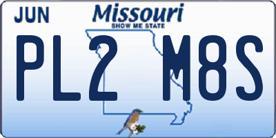 MO license plate PL2M8S