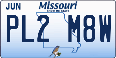 MO license plate PL2M8W