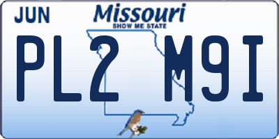 MO license plate PL2M9I